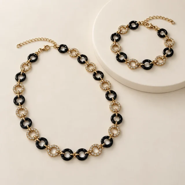 Set eslabones negros y dorados