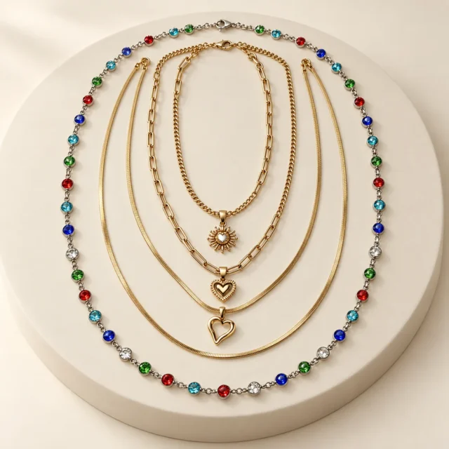 Juego de cuatro collares multicolor