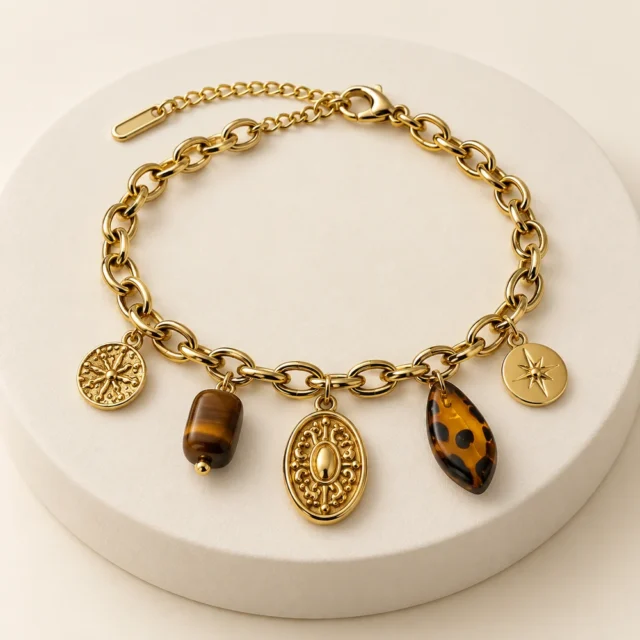 Pulsera dijes tigre ámbar