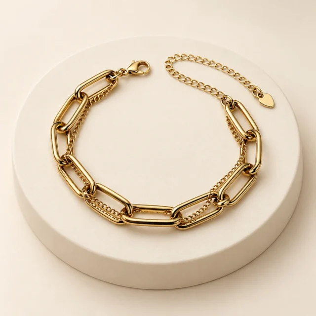 Pulsera dorada doble cadena